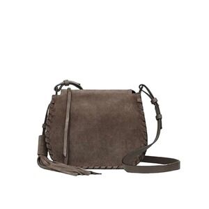 All Saints Boho Suede Crossbody Bag Brown